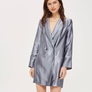 Topshop Metallic Silver blazer dress